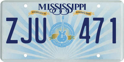 MS license plate ZJU471
