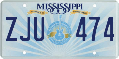 MS license plate ZJU474