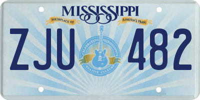 MS license plate ZJU482