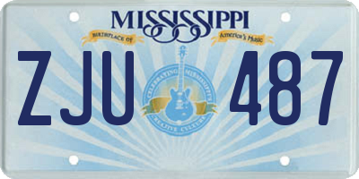 MS license plate ZJU487