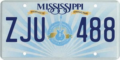 MS license plate ZJU488