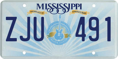 MS license plate ZJU491