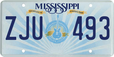 MS license plate ZJU493