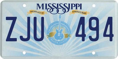 MS license plate ZJU494