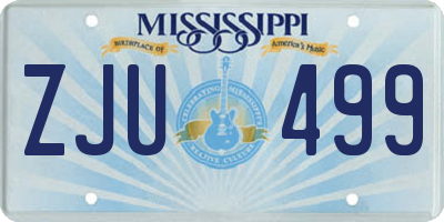 MS license plate ZJU499