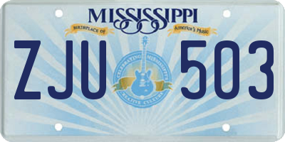 MS license plate ZJU503