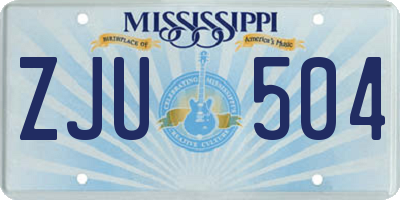MS license plate ZJU504
