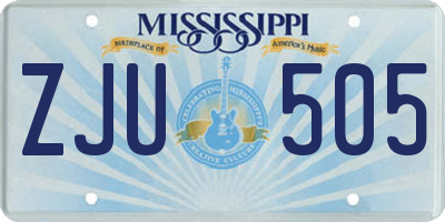 MS license plate ZJU505