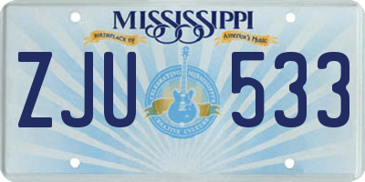 MS license plate ZJU533