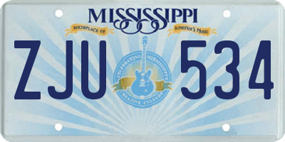 MS license plate ZJU534