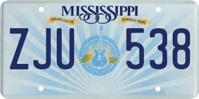 MS license plate ZJU538