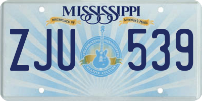 MS license plate ZJU539