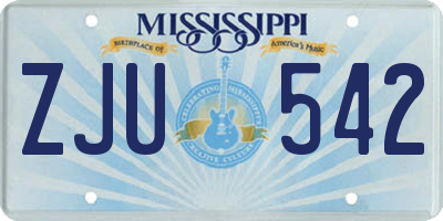 MS license plate ZJU542