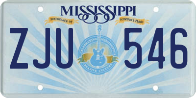 MS license plate ZJU546