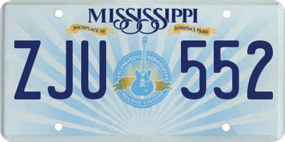 MS license plate ZJU552