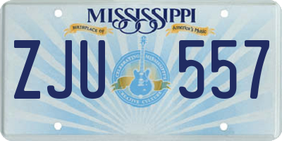 MS license plate ZJU557
