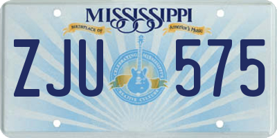 MS license plate ZJU575