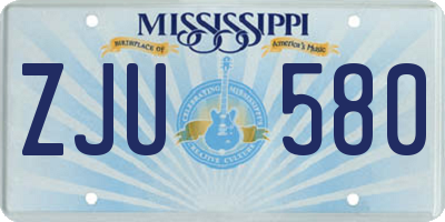 MS license plate ZJU580