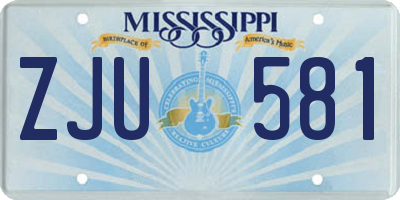MS license plate ZJU581