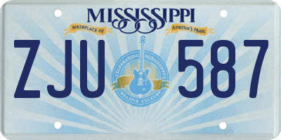 MS license plate ZJU587