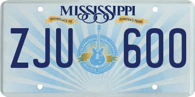 MS license plate ZJU600