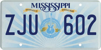 MS license plate ZJU602