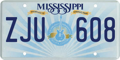 MS license plate ZJU608