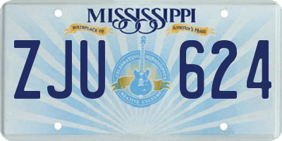 MS license plate ZJU624