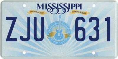 MS license plate ZJU631