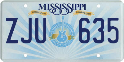 MS license plate ZJU635