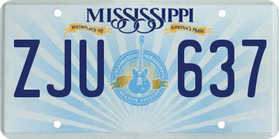 MS license plate ZJU637