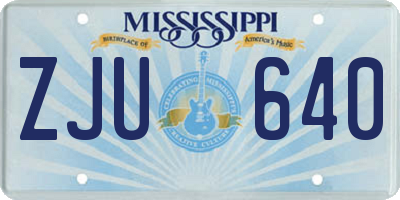 MS license plate ZJU640