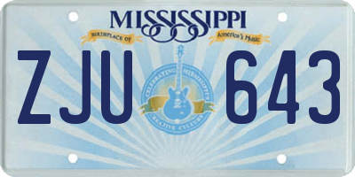 MS license plate ZJU643