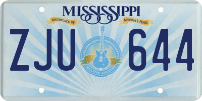 MS license plate ZJU644