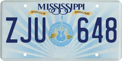 MS license plate ZJU648