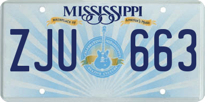 MS license plate ZJU663