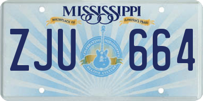 MS license plate ZJU664