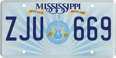 MS license plate ZJU669