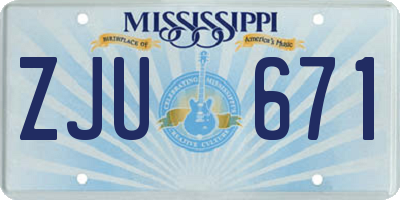 MS license plate ZJU671