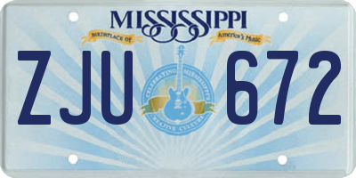 MS license plate ZJU672