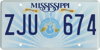 MS license plate ZJU674