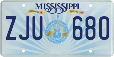 MS license plate ZJU680