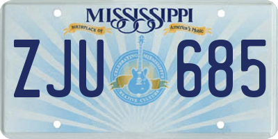 MS license plate ZJU685