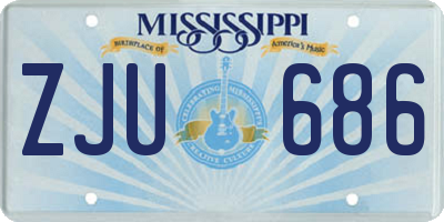 MS license plate ZJU686