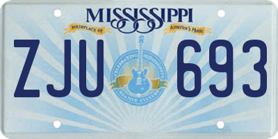 MS license plate ZJU693