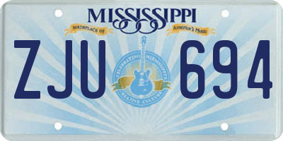 MS license plate ZJU694