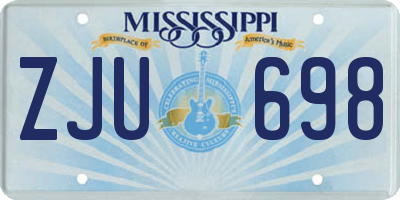 MS license plate ZJU698