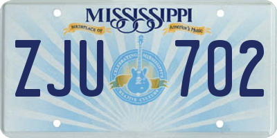 MS license plate ZJU702