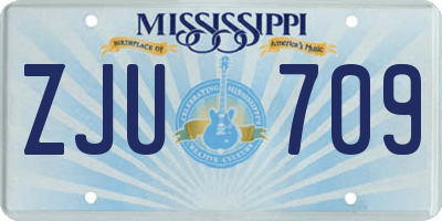 MS license plate ZJU709