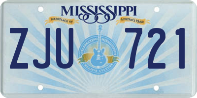 MS license plate ZJU721